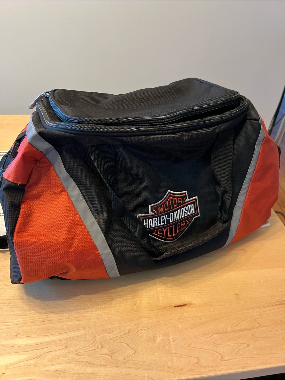 Harley-Davidson Black and Orange Logo Duffel Bag